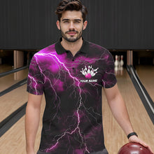 Load image into Gallery viewer, Pink Thunder Lightning Custom Cobra Snake Bowling Polo Shirts For Men, Bowling Team Shirt IPHW8899
