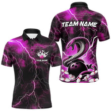 Load image into Gallery viewer, Pink Thunder Lightning Custom Cobra Snake Bowling Polo Shirts For Men, Bowling Team Shirt IPHW8899