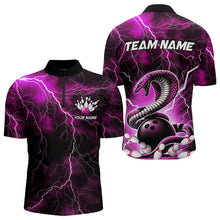 Load image into Gallery viewer, Pink Thunder Lightning Custom Cobra Snake Bowling Quarter-Zip Shirts For Men, Bowling Team Shirt IPHW8899