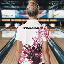 Load image into Gallery viewer, Custom Pink Music Flame Bowling Women Polo Shirt, Bowling League Shirt Bowler Jerseys IPHW10993