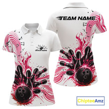 Load image into Gallery viewer, Custom Pink Music Flame Bowling Women Polo Shirt, Bowling League Shirt Bowler Jerseys IPHW10993