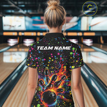 Load image into Gallery viewer, Custom Colorful Splatter Music Flame Bowling Women Polo Shirt, Music Bowling Jerseys IPHW11002