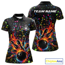Load image into Gallery viewer, Custom Colorful Splatter Music Flame Bowling Women Polo Shirt, Music Bowling Jerseys IPHW11002