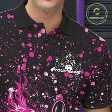 Load image into Gallery viewer, Custom Pink Splatter Music Flame Bowling Men Polo Shirt, Music Bowling Jerseys IPHW11005