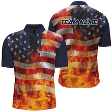 Load image into Gallery viewer, American Flag Flame Custom Unisex Bowling Team Shirts, Patriotic Bowling Team Jerseys IPHW6435