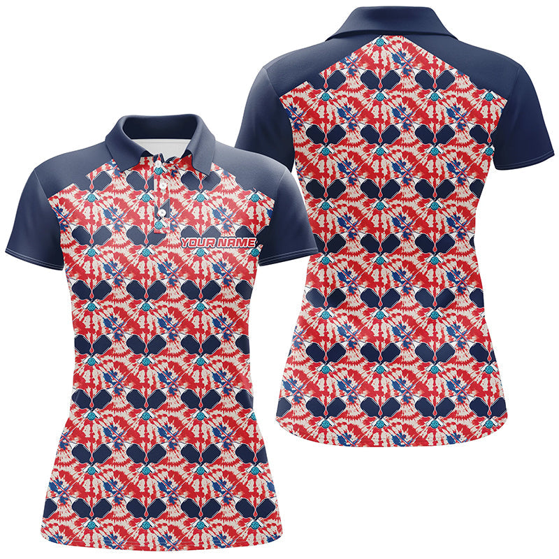 Custom American Flag Pickleball Ladies Polo Shirts, Patriotic Pickleball Jerseys For Team IPHW6939