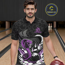 Load image into Gallery viewer, Custom Black And Purple Cobra Snake Bowling Polo Shirts For Men, Cobra Bowling Team Shirt IPHW9700