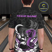 Load image into Gallery viewer, Custom Black And Purple Cobra Snake Bowling Polo Shirts For Men, Cobra Bowling Team Shirt IPHW9700