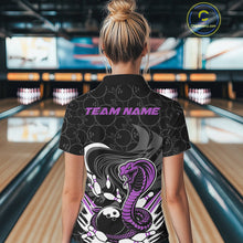 Load image into Gallery viewer, Custom Black And Purple Cobra Snake Bowling Women Polo Shirts, Cobra Bowling Team Shirt IPHW9700