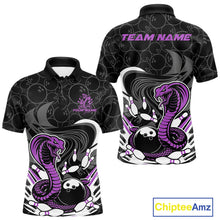 Load image into Gallery viewer, Custom Black And Purple Cobra Snake Bowling Polo Shirts For Men, Cobra Bowling Team Shirt IPHW9700