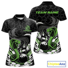 Load image into Gallery viewer, Custom Black And Green Cobra Snake Bowling Women Polo Shirts, Cobra Bowling Team Shirt IPHW9701