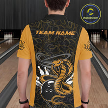 Load image into Gallery viewer, Custom Yellow Cobra Snake Bowling Team Men Polo Shirts, Bowling Pattern Shirt IPHW9703