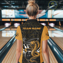 Load image into Gallery viewer, Custom Yellow Cobra Snake Bowling Team Women Polo Shirts, Bowling Pattern Shirt IPHW9703