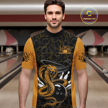 Load image into Gallery viewer, Custom Yellow Cobra Snake Bowling Team Men Quarter-Zip Shirts, Bowling Pattern Shirt IPHW9703