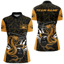 Load image into Gallery viewer, Custom Yellow Cobra Snake Bowling Team Women Quarter-Zip Shirts, Bowling Pattern Shirt IPHW9703