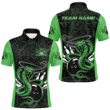 Load image into Gallery viewer, Custom Green Cobra Snake Bowling Team Men Polo Shirts, Bowling Pattern Shirt IPHW9704