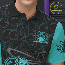 Load image into Gallery viewer, Custom Blue Cobra Snake Bowling Team Men Polo Shirts, Bowling Pattern Shirt IPHW9706