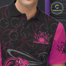 Load image into Gallery viewer, Custom Pink Cobra Snake Bowling Team Men Polo Shirts, Bowling Pattern Shirt IPHW9707