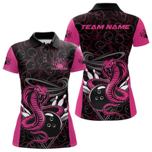 Load image into Gallery viewer, Custom Pink Cobra Snake Bowling Team Women Polo Shirts, Bowling Pattern Shirt IPHW9707