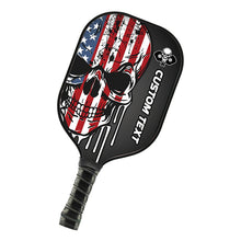 Load image into Gallery viewer, American Flag Skull Custom Us Pickleball Paddle, Patriotic Pickleball Paddle Halloween Pickleball Gifts IPHW7489