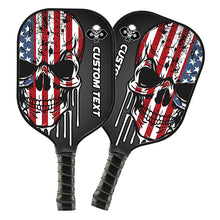 Load image into Gallery viewer, American Flag Skull Custom Us Pickleball Paddle, Patriotic Pickleball Paddle Halloween Pickleball Gifts IPHW7489