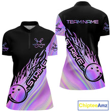 Load image into Gallery viewer, Custom Hologram Flame Strike Bowling Women Quarter-Zip Shirt, Bowling Team Bowler Outfit IPHW9858