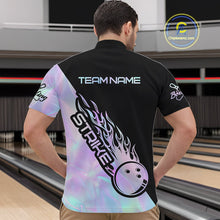 Load image into Gallery viewer, Custom Hologram Flame Strike Bowling Men Quarter-Zip Shirt, Holographic Icy Crystal Bowling Shirt IPHW9863