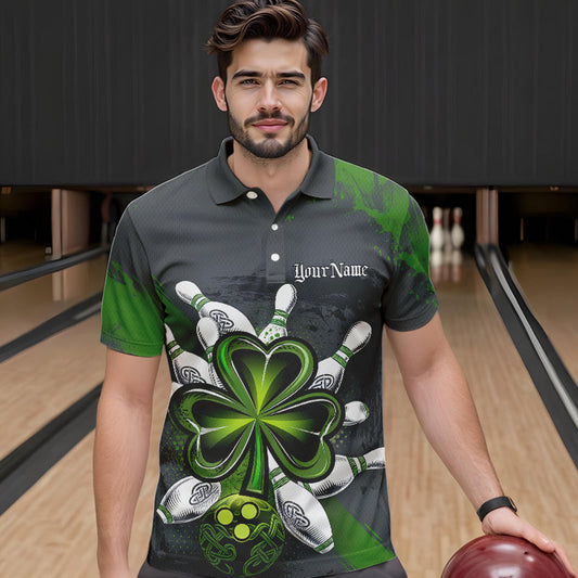 Custom Celtic Shamprock St Patricks Bowling Polo Team Shirts For Men, Lucky Bowling Jerseys IPHW8590