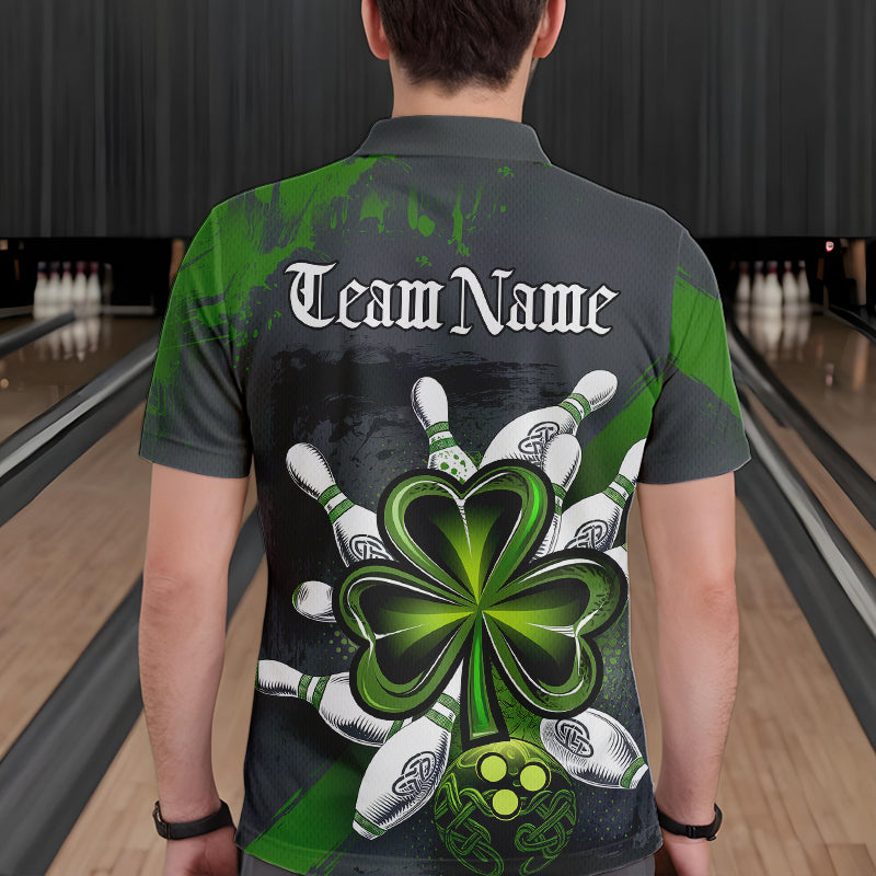 Custom Celtic Shamprock St Patricks Bowling Polo Team Shirts For Men, Lucky Bowling Jerseys IPHW8590