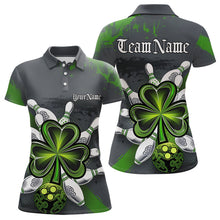 Load image into Gallery viewer, Custom Celtic Shamprock St Patricks Bowling Polo Shirts For Women, Lucky Bowling Jerseys IPHW8590