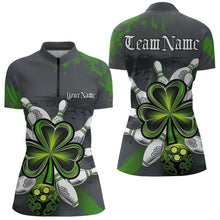 Load image into Gallery viewer, Custom Celtic Shamprock St Patricks Bowling Womens Quarter-Zip Shirt, Lucky Bowling Jerseys IPHW8590