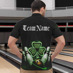 Custom Celtic Saint Patricks Day Bowling Quarter-Zip Shirts For Men, Bowling Tournament Shirt IPHW8592