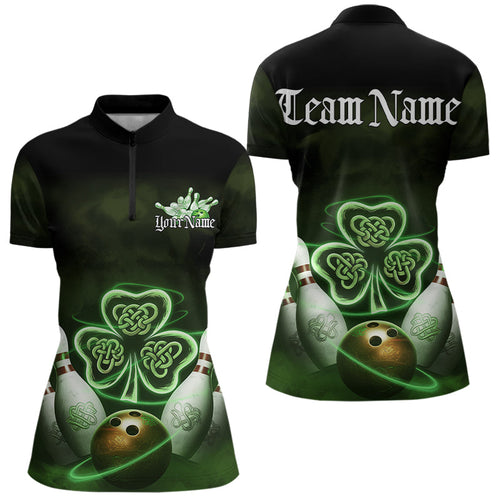 Custom Celtic Saint Patricks Bowling Womens Quarter-Zip Shirts, Bowling Tournament Shirt IPHW8592