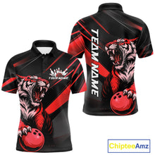 Load image into Gallery viewer, Custom Black And Red Tiger Bowling Team Men Shirt, Bowling League Shirt Bowler Uniform IPHW10775
