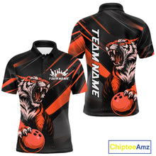 Load image into Gallery viewer, Custom Black And Orange Tiger Bowling Team Men Shirt, Bowling League Shirt Bowler Uniform IPHW10776