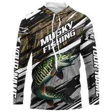 Load image into Gallery viewer, Musky Fishing Grass Camo Custom Long Sleeve Shirts, Muskie Uv Protection Tournament Fishing Jerseys IPHW6080