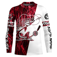 Load image into Gallery viewer, Custom Pike Fishing Tattoo Red Grass Camo Long Sleeve Fishing Shirts, Pike Fishing Jerseys IPHW6084