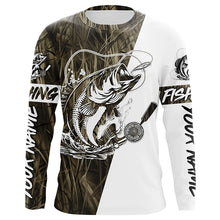 Load image into Gallery viewer, Custom Bass Fishing Tattoo Grass Camo Long Sleeve Tournament Fishing Shirts, Bass Fishing Jerseys IPHW6085