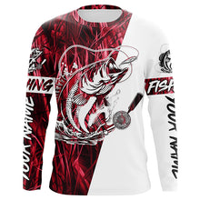 Load image into Gallery viewer, Custom Bass Fishing Tattoo Red Camo Long Sleeve Tournament Fishing Shirts, Bass Fishing Jerseys IPHW6086