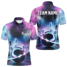 Load image into Gallery viewer, Custom Galaxy Bowling Team Men Polo Shirts, Holographic Bowling Jersey Bowling League Shirt IPHW8904