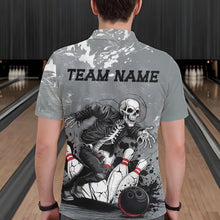 Load image into Gallery viewer, Custom Rock Style Skull Bowling Polo Shirts For Men, Funny Skeleton Bowlers Outfit IPHW8906