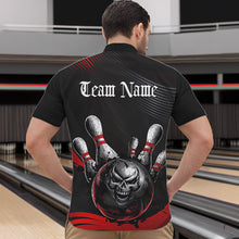 Load image into Gallery viewer, Custom Black And Red Grunge Style Skull Bowling Quarter-Zip Shirts For Men, Bowling Team Uniform IPHW8907