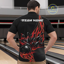 Load image into Gallery viewer, Custom Red Flame Bowling Men Quarter-Zip Shirt, Team Jerseys Bowling League Shirt IPHW11281