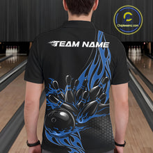 Load image into Gallery viewer, Custom Blue Flame Bowling Men Polo Shirt, Team Jerseys Bowling League Shirt IPHW11282