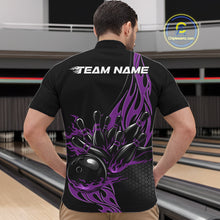 Load image into Gallery viewer, Custom Purple Flame Bowling Men Quarter-Zip Shirt, Team Jerseys Bowling League Shirt IPHW11283