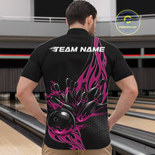 Load image into Gallery viewer, Custom Pink Flame Bowling Men Quarter-Zip Shirt, Team Jerseys Bowling League Shirt IPHW11284