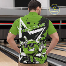 Load image into Gallery viewer, Custom Black And Green Star Funny Bowling Quarter-Zip Shirts For Men, Bowling Tournament Shirt IPHW9360