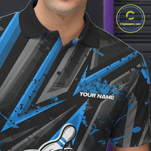 Load image into Gallery viewer, Black And Blue Funny Custom Bowling Jerseys, Cool Bowling Polo Shirts For Men IPHW9362