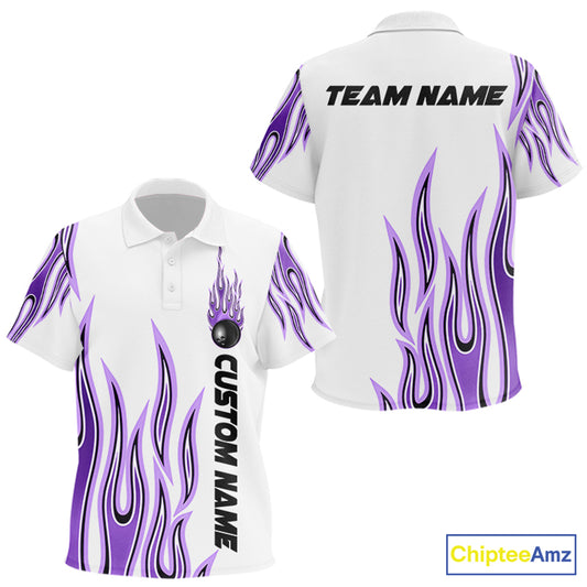Personalized Flame Bowling Polo Shirts For Kid, Bowling Ball Custom Team Shirt IPHW4986