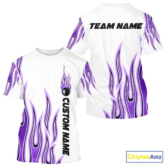 Personalized Flame Bowling T-Shirts For Men, Bowling Ball Custom Team IPHW4986